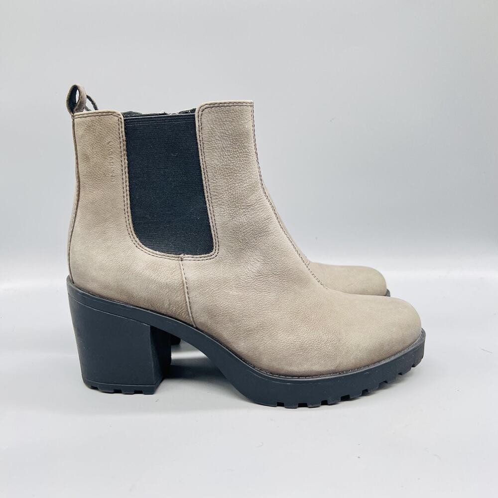 Vagabond Shoemakers Boots Womens 10 Gray Nubuck Chelsea Ankle Block Heel Shoes